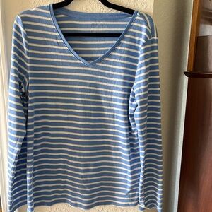 Talbots Blue and White Striped Long Sleeve Tee